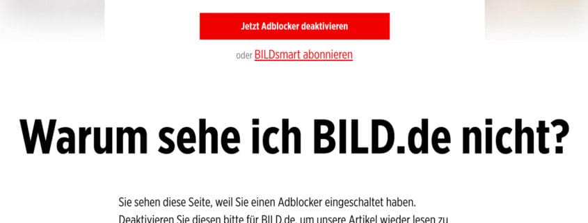 Trick um „Warum sehe ich BILD nicht?“ - Hinweis zu umgehen