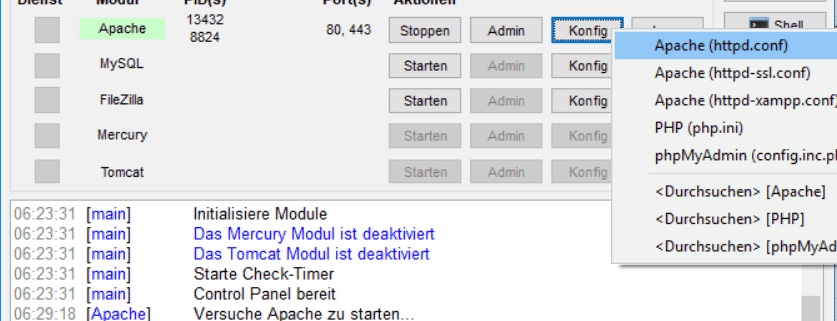 XAMPP htdocs ändern